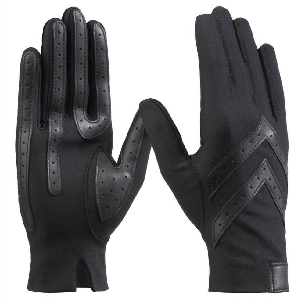 NEW ISOTONER women's spandex shortie glove with chevron detail in black